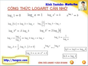 Các công thức logarit và cách áp dụng - Các công thức logarit thường dùng - Tungnx - Maths9m