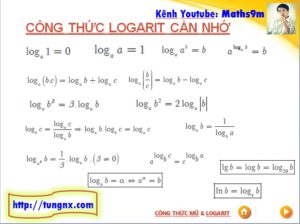 Các công thức mũ và logarit thường dùng - các công thức logarit cần ghi nhớ - Tungnx