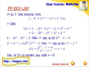 Ví dụ Phương pháp đánh giá giải phương trình mũ - phương pháp đối lập - Tungnx- Maths9m