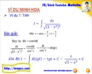 Bài tập ví dụ Phương pháp đổi biến số dạng 1 - Chuyên đề nguyên hàm - Học toán 12 - Maths9m