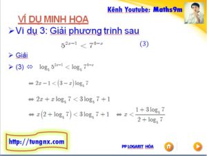 bài tập Ví dụ Giải bất phương trình mũ bằng phương pháp logarit hóa - học toán 12 online miễn phí - Tungnx - Maths9m