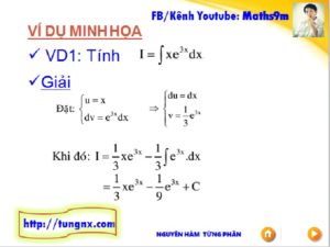 Bài tập Nguyên hàm từng phần - Chuyên đề nguyên hàm - Học toán 12 Online - Maths9m