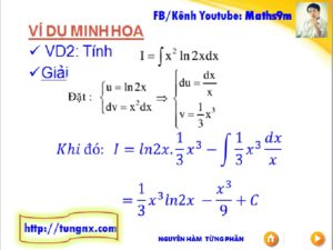 Bài tập về Nguyên hàm từng phần - Chuyên đề nguyên hàm - Học toán 12 Online - Maths9m