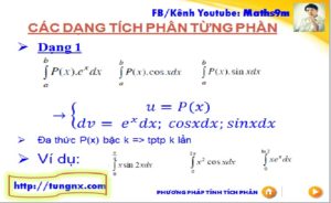 Phương pháp Tích phân từng phần dạng 1 - bài giảng về tích phân từng phần - học toán 12 online - Tungnx