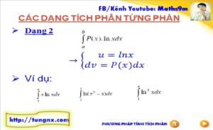 Phương pháp Tích phân từng phần dạng 2 - bài giảng về tích phân từng phần - học toán 12 online - Tungnx
