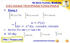 Phương pháp tích phân từng phần dạng 1 - chuyên đề tích phân từng phần - học toán 12 online - Tungnx