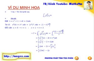 bài tập Phương pháp đổi biến số loại 1 tính tích phân - các phương pháp tính tích phân - toán lớp 12 - Tungnx - Maths9m