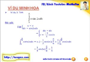 bài tập tính tích phân từng phần- Kiến thức cơ bản về tích phân - học toán 12 online - Tungnx- maths9m