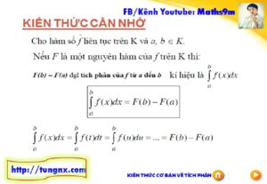 tích phân lớp 12 - Kiến thức cơ bản về tích phân - học toán 12 online - Tungnx- maths9m