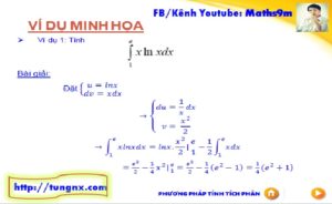 ví dụ 1 Phương pháp Tích phân từng phần dạng 2 -bài tập về tích phân từng phần - học toán 12 online - Tungnx