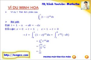 ví dụ Phương pháp đổi biến số loại 1 tính tích phân - các phương pháp tính tích phân - toán lớp 12 - Tungnx - Maths9m